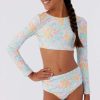 Swim * | O'Neill Junior Piper Floral Long Sleeve Crop Top Set