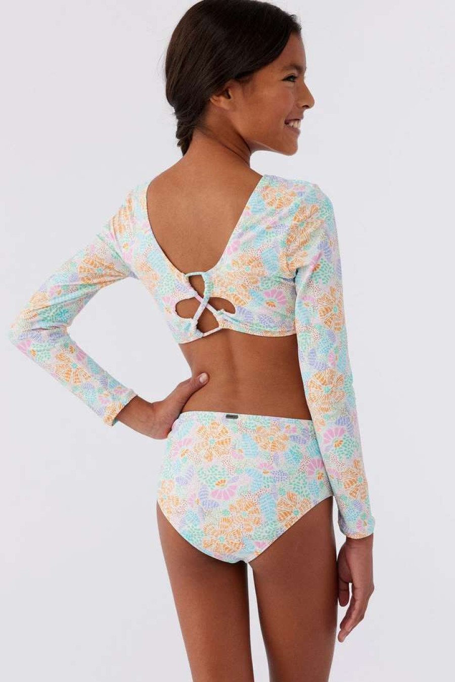 Swim * | O'Neill Junior Piper Floral Long Sleeve Crop Top Set