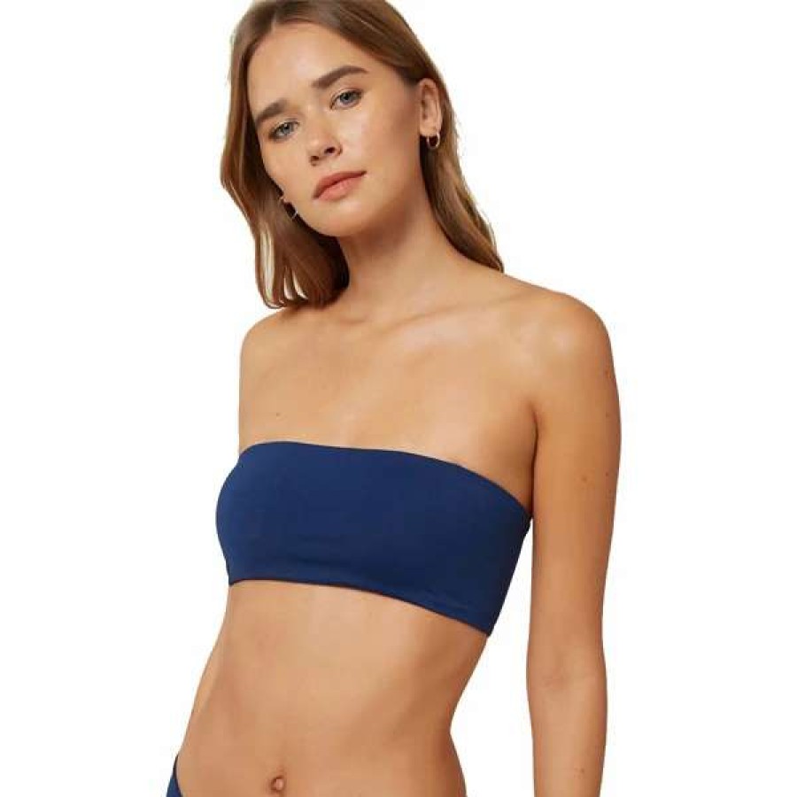 Swim * | O'Neill Womens Salt Water Solids Bandeau Top Color: Nvy Size: M