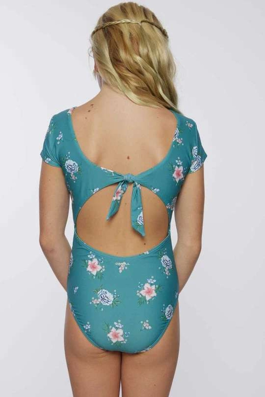 Swim * | O'Neill Toddler Chan Floral Short Sleeve Tie Back One Piece