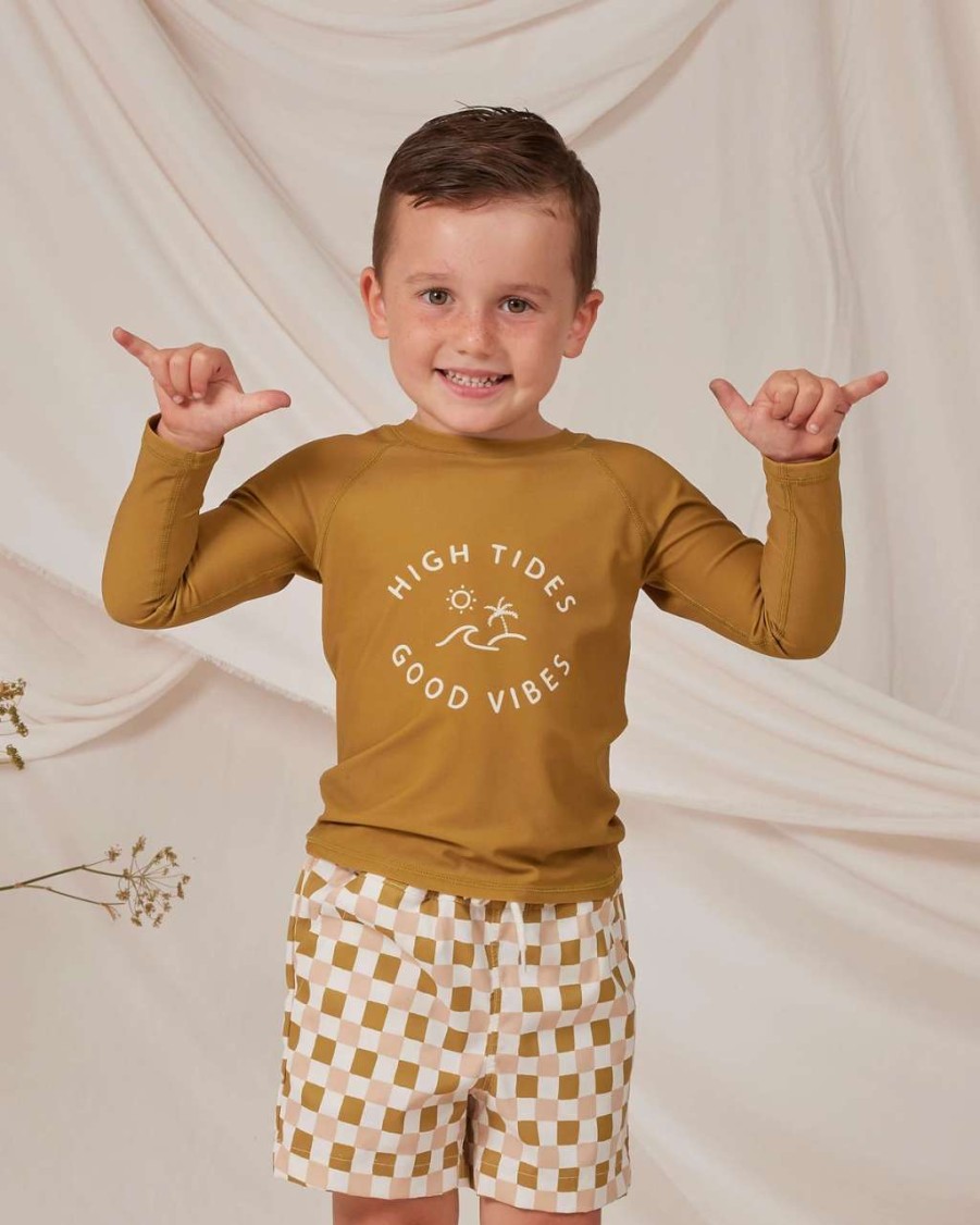 Swim * | Rylee + Cru Inc. Rylee & Cru Toddler Rash Guard Ochre