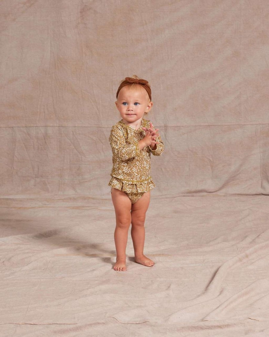 Swim * | Rylee + Cru Inc. Rylee & Cru Baby Rash Guard Set Golden Ditsy