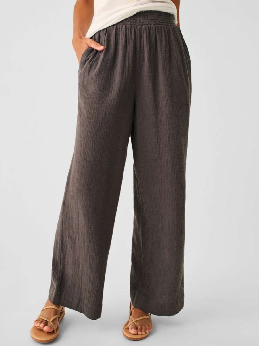 Women'S * | Faherty Dream Cotton Gauze Wide Leg Pant Women'S Wbk Washed Black