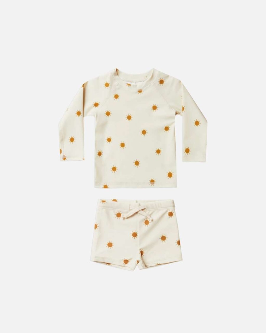 Swim * | Rylee + Cru Inc. Rylee & Cru Baby Boys Suns Rashguard Set Color: Nat Size: 3-6 Mo