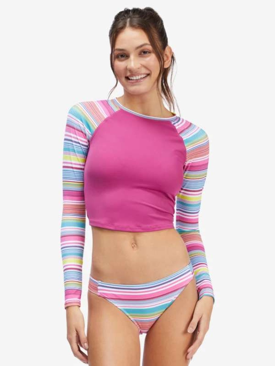 Swim * | Roxy Womens Long Sleeve Crop Rashguard