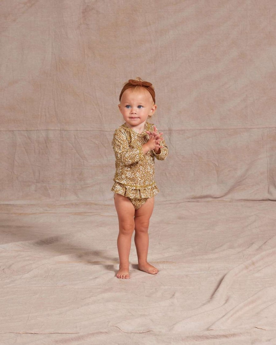 Swim * | Rylee + Cru Inc. Rylee & Cru Toddler Rash Guard Set Golden Ditsy