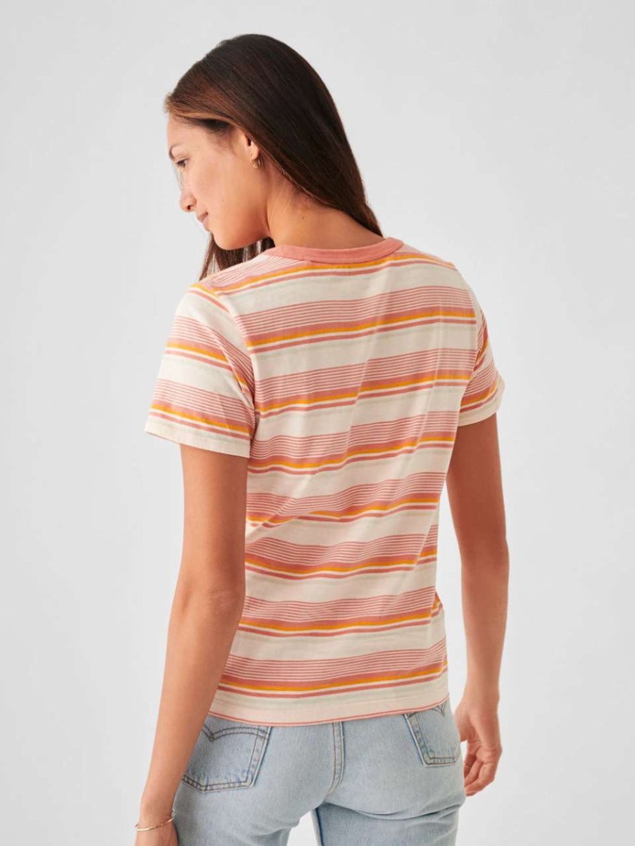 Women'S * | Faherty Sunwashed Striped Tee Women'S Pms Persimmon