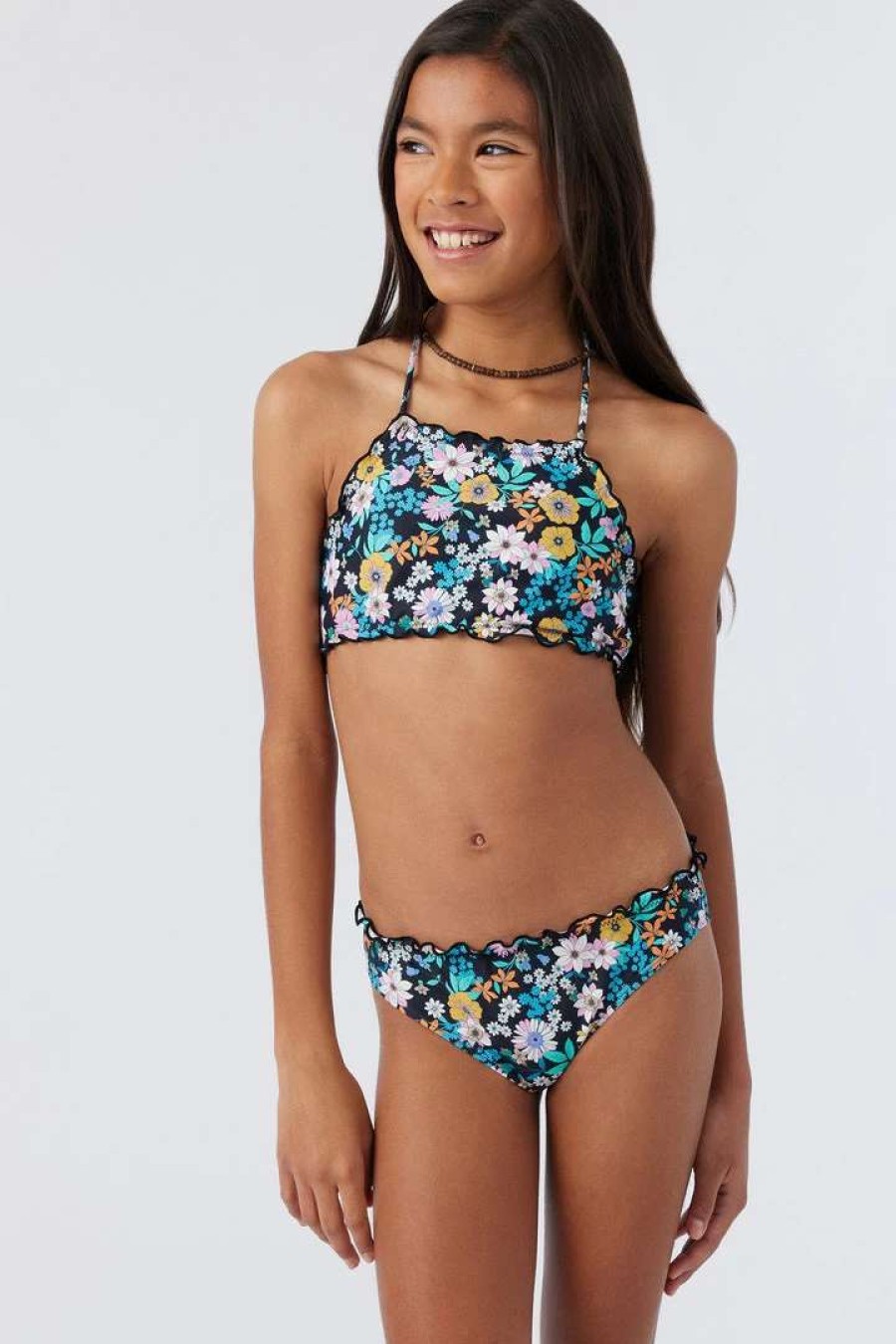 Swim * | O'Neill Junior Tatum Ruffle Edge High Neck Swim Set