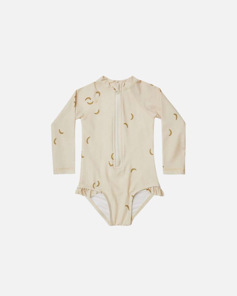 Swim * | Rylee + Cru Inc. Rylee & Cru Baby Rash Guard One Piece Bananas