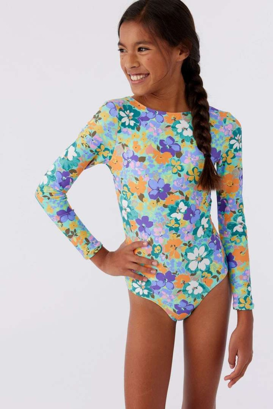 Swim * | O'Neill Girls Sami Floral Twist Back Surf Suit