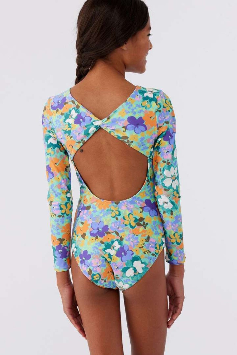 Swim * | O'Neill Girls Sami Floral Twist Back Surf Suit