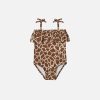 Swim * | Rylee + Cru Inc. Rylee & Cru Toddler Ruffle One-Piece Swimsuit Giraffe Spots