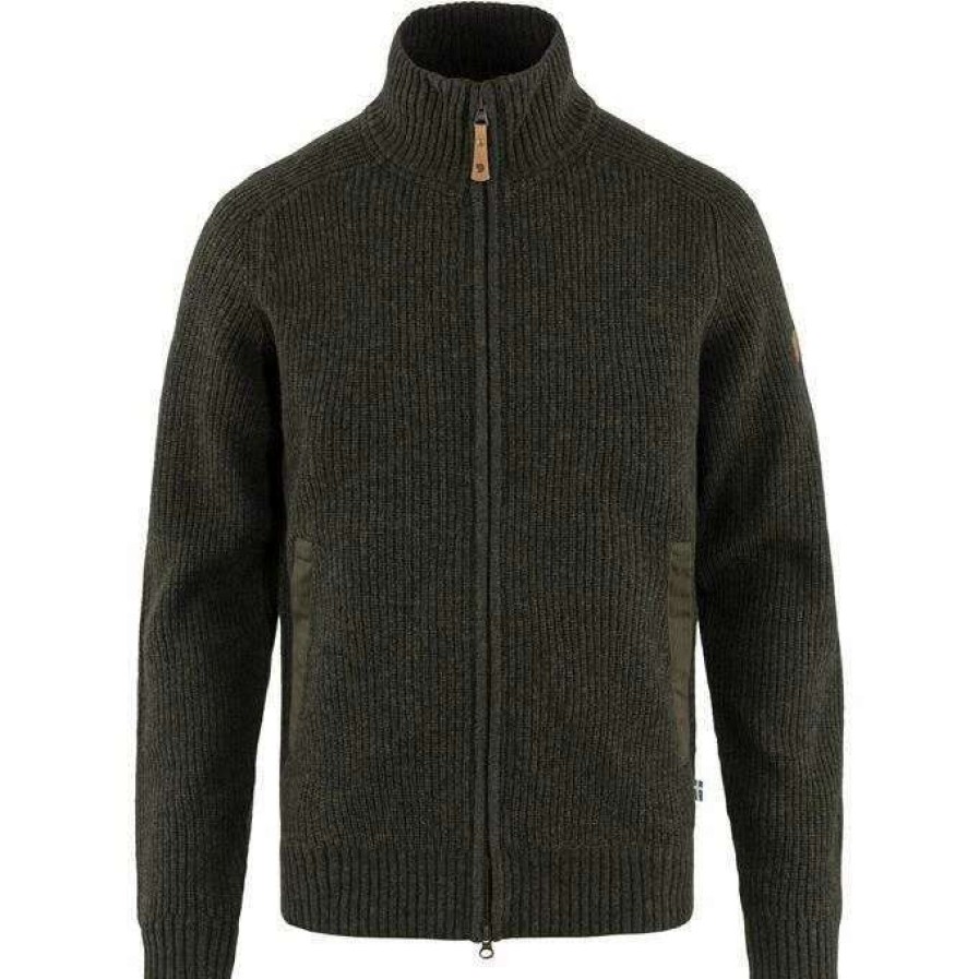 Men'S * | Fjallraven Ovik Zip Cardigan Knit Men'S 633 - Dark Olive