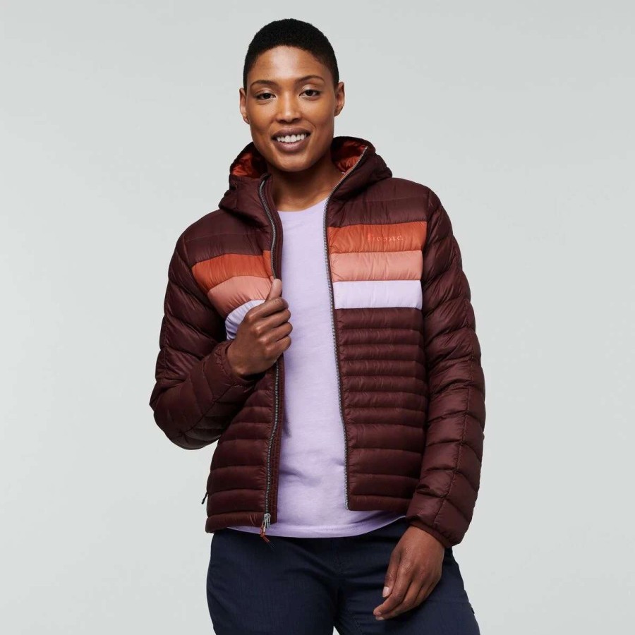 Women'S * | Cotopaxi Fuego Hooded Down Jacket Women'S Chsnths-Chestnut Stripe