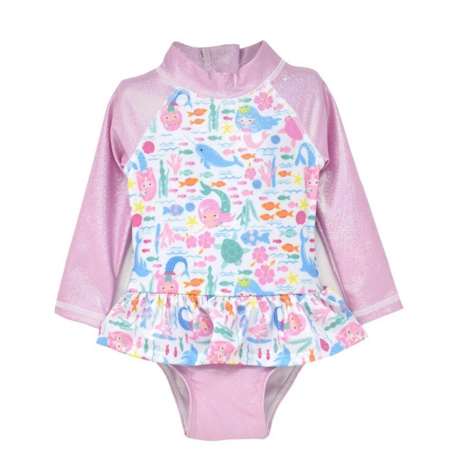 Swim * | Flap Happy Baby Upf 50+ Alissa Ruffle Rash Guard Swimsuit